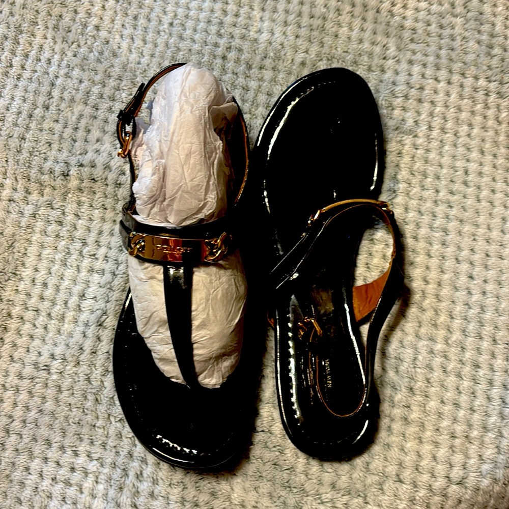 Coach black and gold sandals, size 10B